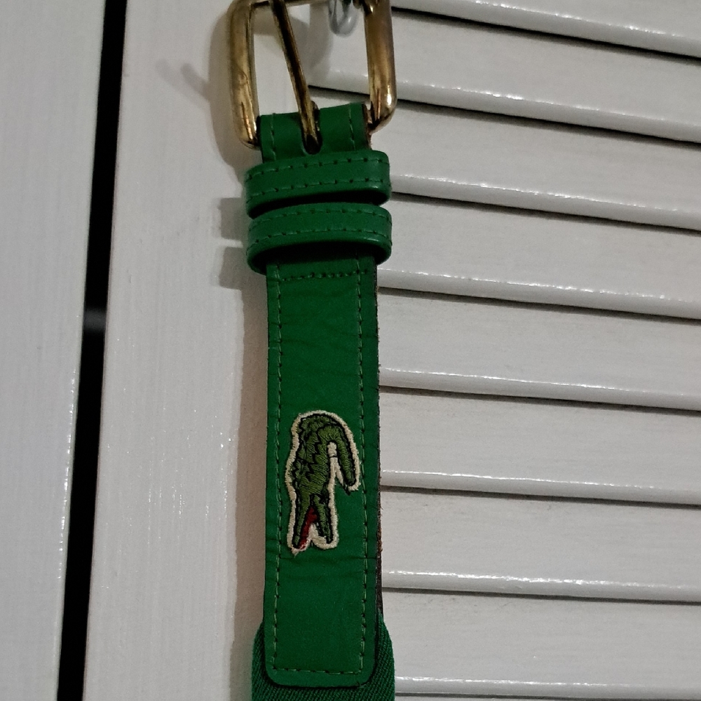 Lacoste Vibrant Green Belt with Gold Buckle